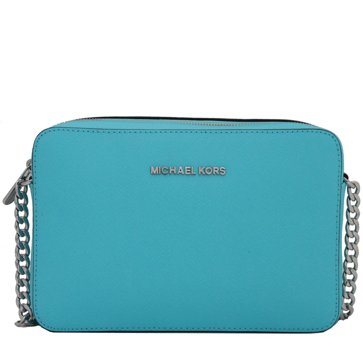 Michael Kors Jet Set Travel Large Saffiano Leather Crossbody Bag- Aquamarine