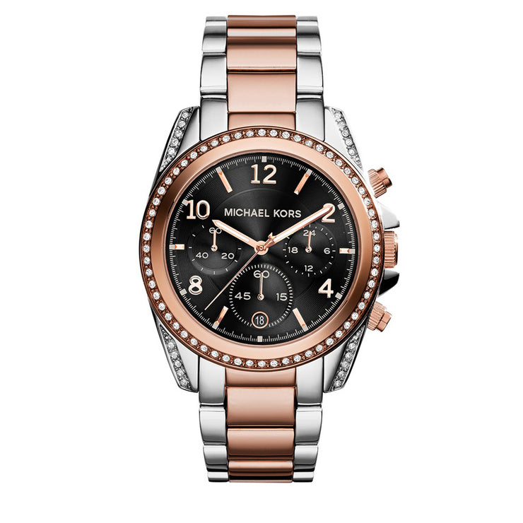 Michael Kors Watch MK6093- Blair Two Tone Stainless Steel Chronograph Ladies Watch