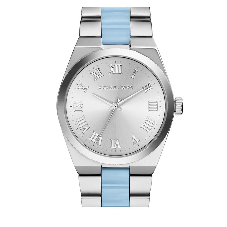 Michael Kors Watch MK6150- Channing Stainless Steel with Blue Resin Accents Ladies Watch
