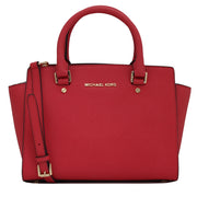 Michael Kors Selma Saffiano Leather Medium Satchel Bag- Watermelon