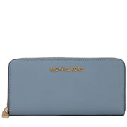 Michael Kors Jet Set Travel Zip-Around Saffiano Leather Continental Wallet- Pale Blue