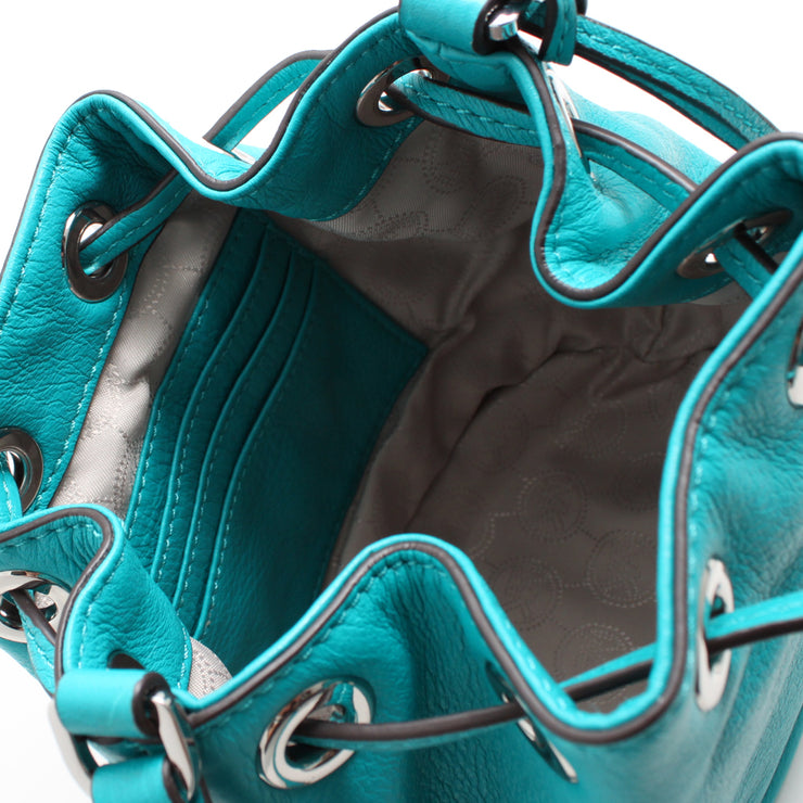 Michael Kors Jules Leather Drawstring Crossbody Bag- Tile Blue
