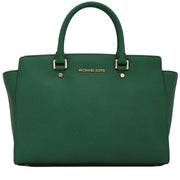 Michael Kors Selma Large Saffiano Leather Satchel Bag- Gooseberry
