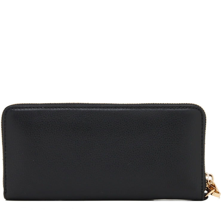 Michael Kors Jet Set Travel Leather Zip Around Continental Wallet Wristlet- Black