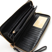 Michael Kors Jet Set Travel Leather Zip Around Continental Wallet Wristlet- Black