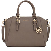 Michael Kors Bedford Large Top Zip Saffiano Leather Satchel Bag- Dark Dune