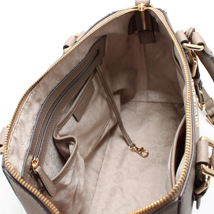 Michael Kors Bedford Large Top Zip Saffiano Leather Satchel Bag- Black