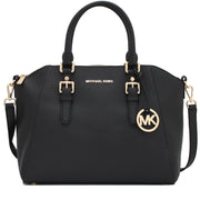 Michael Kors Bedford Large Top Zip Saffiano Leather Satchel Bag- Black