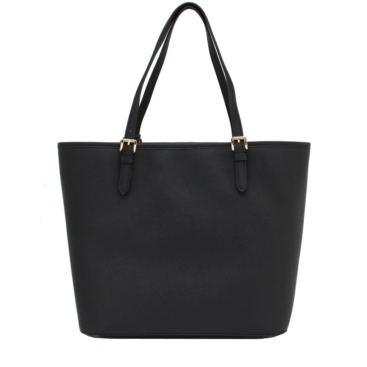 Michael Kors Jet Set Leather Large Top-Zip Snap Pocket Tote Bag- Dark Dune