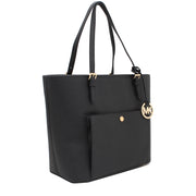 Michael Kors Jet Set Leather Large Snap Pocket Tote Bag- Black