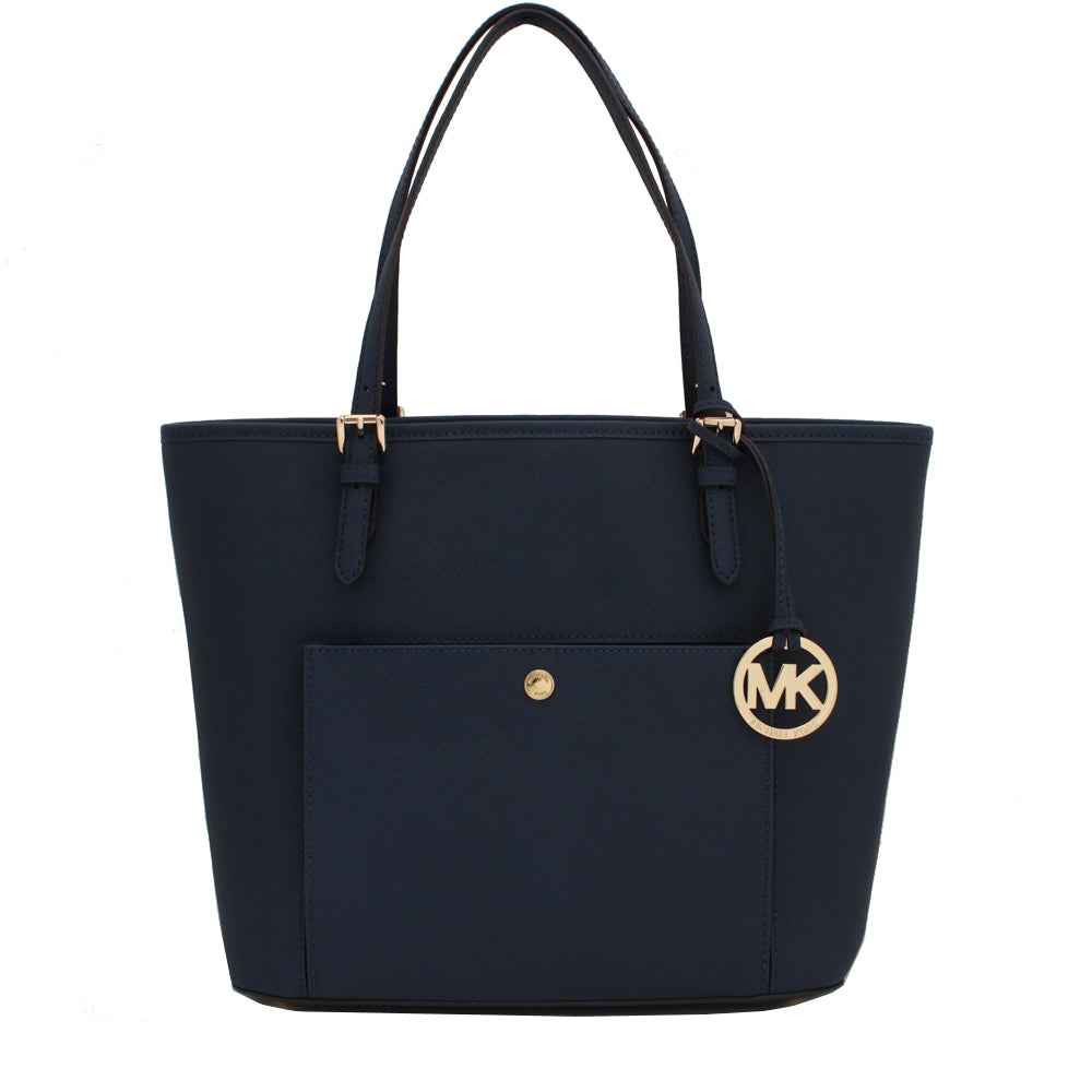Michael Kors Jet Set Leather Large Snap Pocket Tote Bag