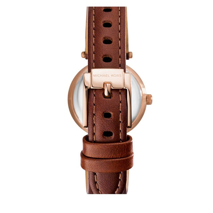 Michael Kors Watch MK2353- Petite Darci Crystal Bezel Brown Leather Ladies Watch