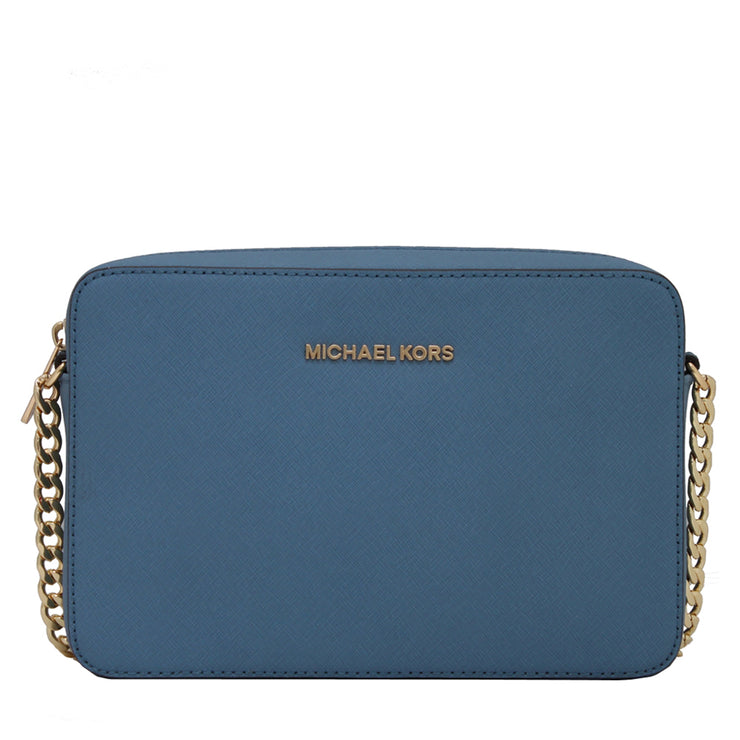 Michael Kors Jet Set Travel Large Saffiano Leather Crossbody Bag- Cornflower