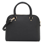 Michael Kors Cindy Medium Dome Saffiano Leather Satchel Bag- Black