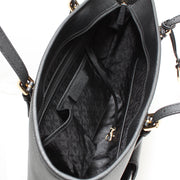 Michael Kors Jet Set Travel Large Saffiano Leather Top Zip Pocket Tote Bag- Black