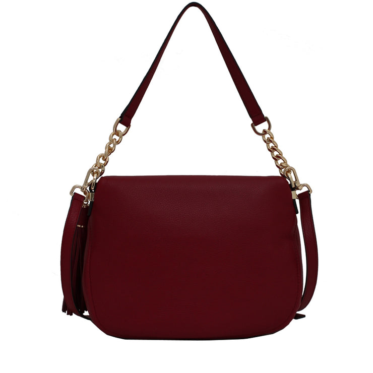 Michael Kors Bedford Tassel Medium Leather Convertible Shoulder Bag- Sky
