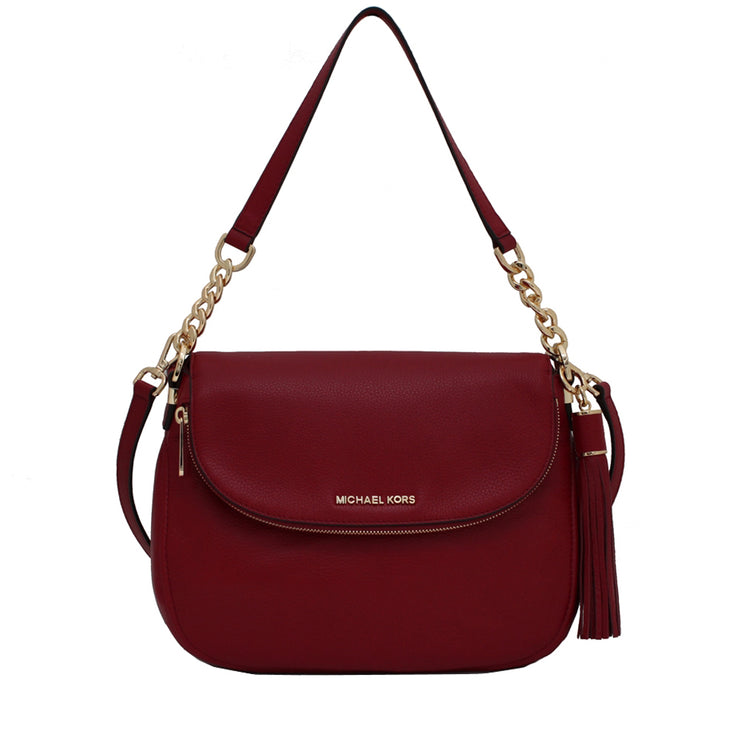 Michael Kors Bedford Tassle Medium Leather Convertible Shoulder Bag- Cherry