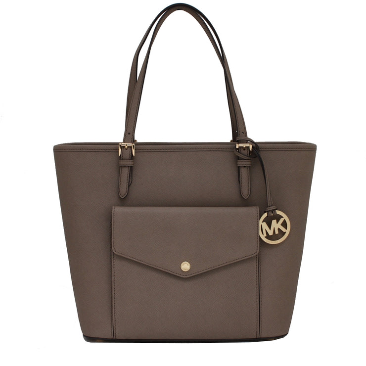 Michael Kors Jet Set Travel Large Saffiano Leather Top Zip Pocket Tote Bag –