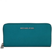 Michael Kors Jet Set Travel Zip-Around Saffiano Leather Continental Wallet- Tile Blue
