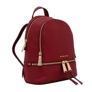 Michael Kors Rhea Zip Extra-Small Leather Back Pack Bag- Cherry