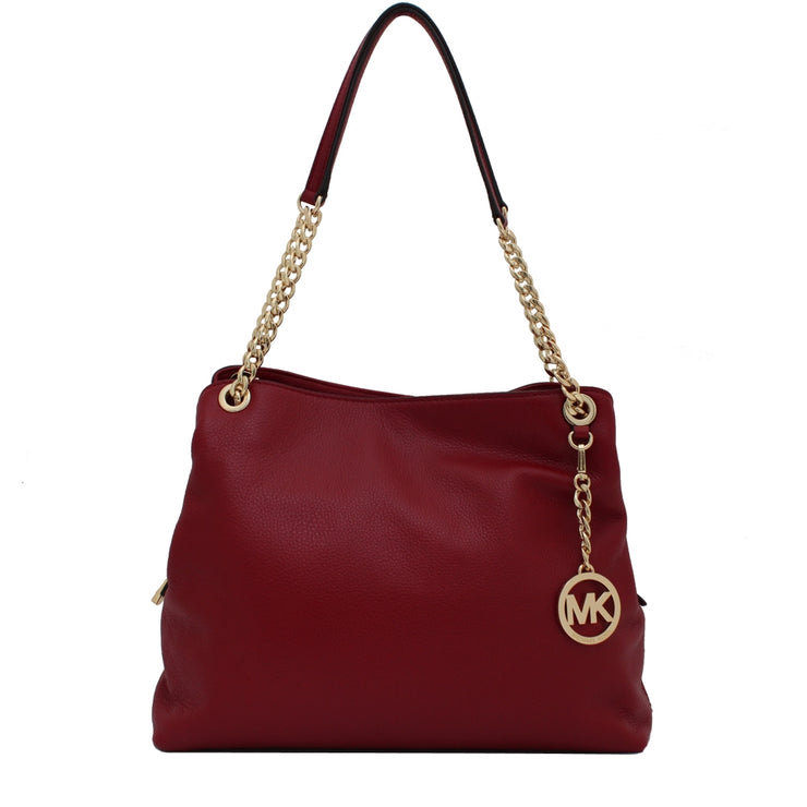 Michael Kors Jet Set Chain Large Leather Shoulder Tote Bag- Cherry