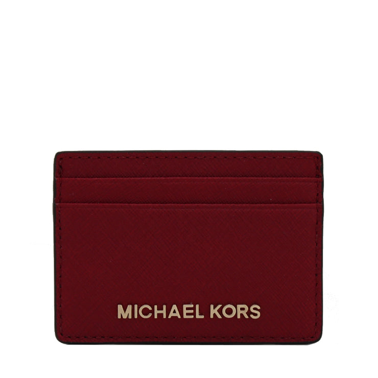 Michael Kors Jet Set Travel Saffiano Leather Card Case- Cherry