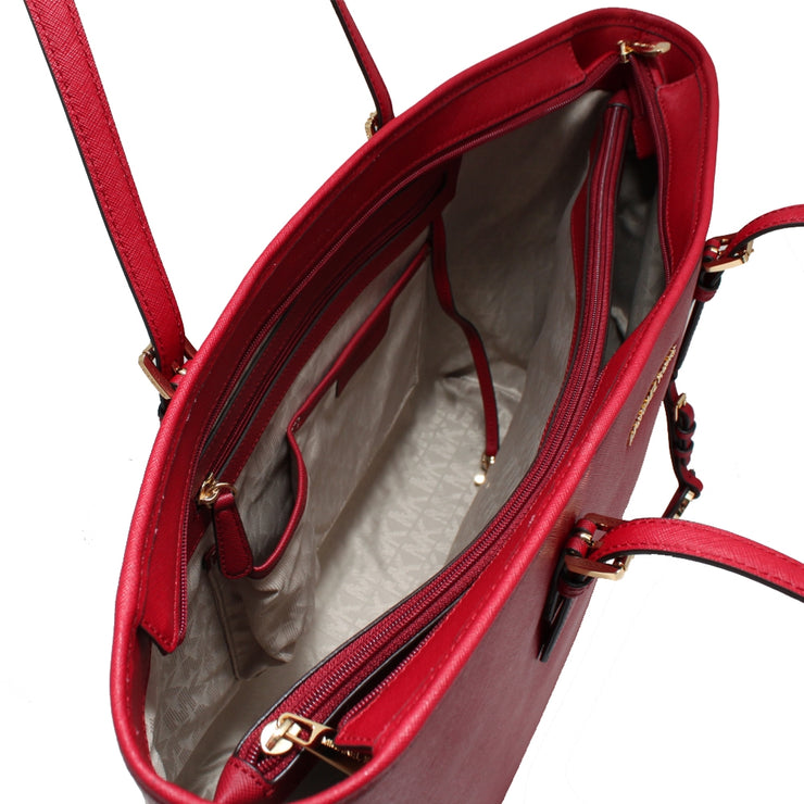 Michael Kors 'jet Set Travel' Saffiano Leather Top Zip Tote in Red