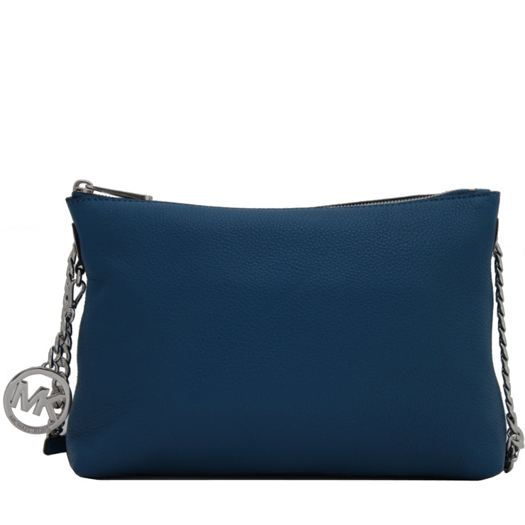 Michael Kors Jet Set Chain Leather Top Zip Messenger Bag- Steel Blue