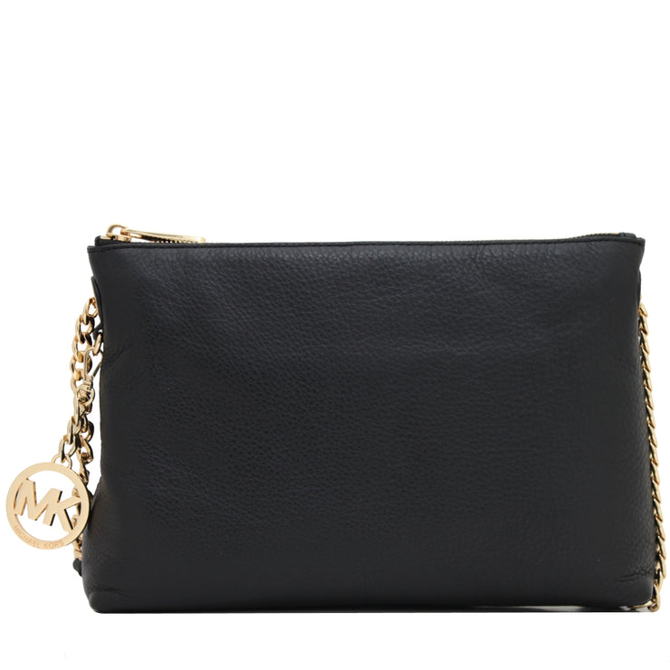 Michael Kors Jet Set Chain Leather Top Zip Messenger Bag- Black