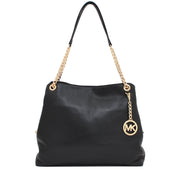 Michael Kors Jet Set Chain Large Leather Shoulder Tote Bag- Black