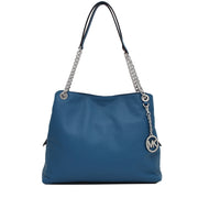 Michael Kors Jet Set Chain Large Leather Shoulder Tote Bag- Steel Blue