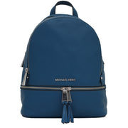 Michael Kors Rhea Zip Small Leather Back Pack Bag- Steel Blue