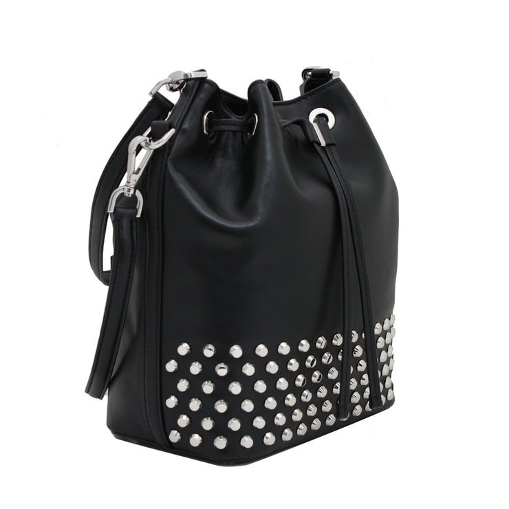 Michael Kors Dottie Large Studded Leather Bucket Bag- Black