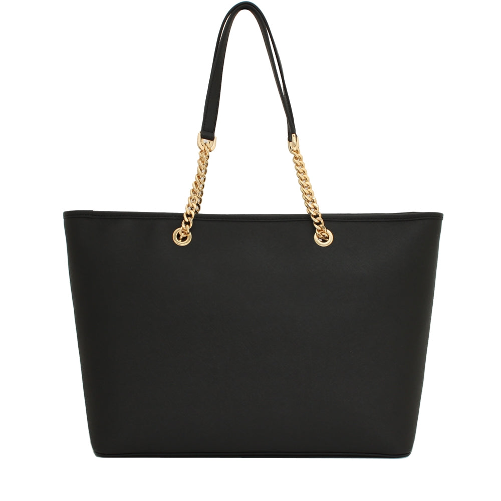 jet set saffiano travel tote bag black Michael Kors Jet Set Travel Chain Medium Saffiano Leather Top-Zip Multi-Function Tote Bag – PinkOrchard.com