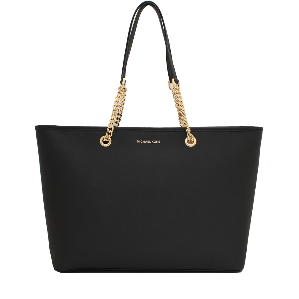 Michael Michael Kors Chain-Link Saffiano Leather Tote Bag - Black Totes,  Handbags - WM5141848