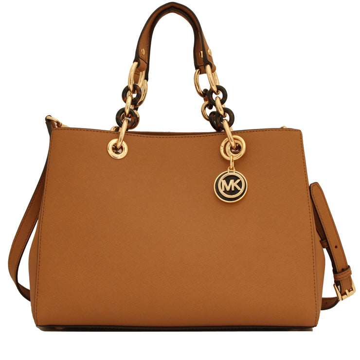 Michael Kors Cynthia Saffiano Leather Medium Satchel Bag- Acorn