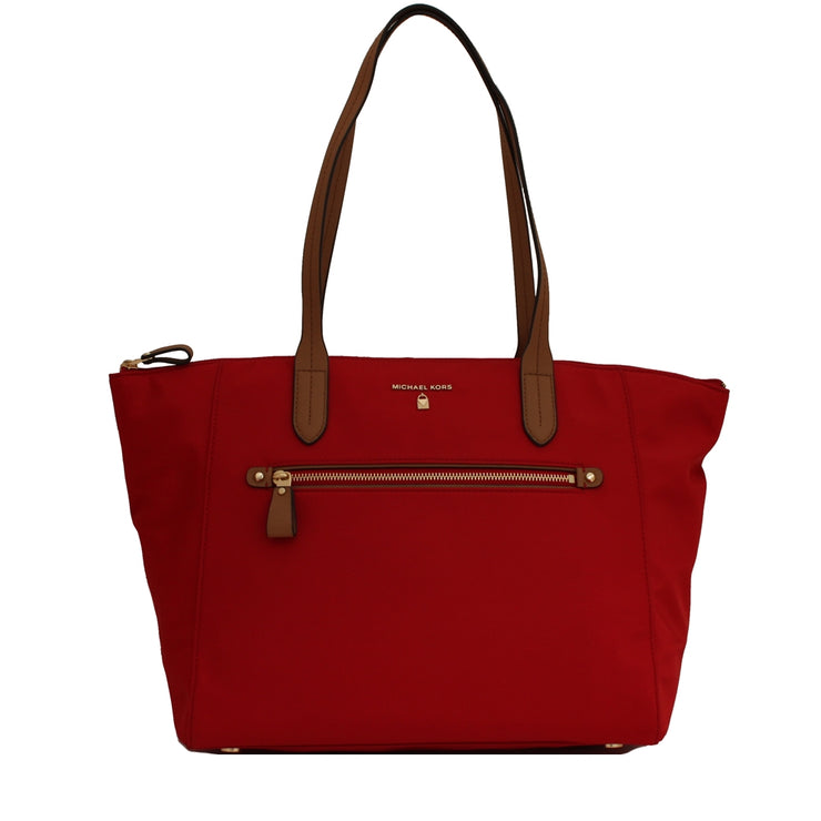 Michael Kors Kelsey Nylon Large Top-Zip Tote Bag- Bright Red