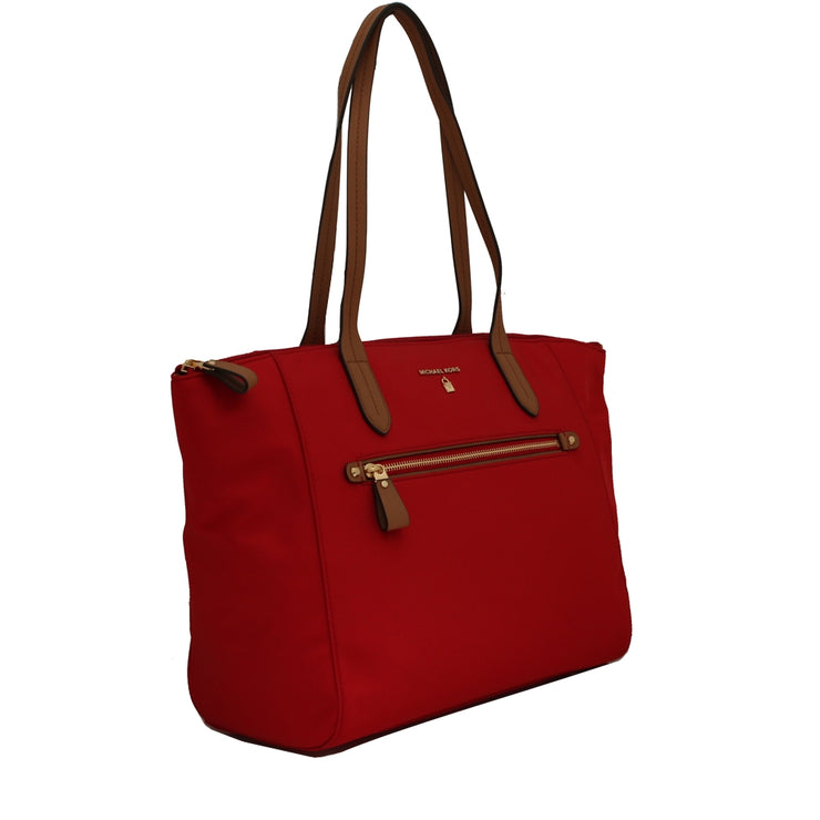 Michael Kors Kelsey Nylon Large Top-Zip Tote Bag- Bright Red