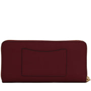 Michael Kors Jet Set Saffiano Leather Pocket Zip Around Continental Wallet- Mulberry