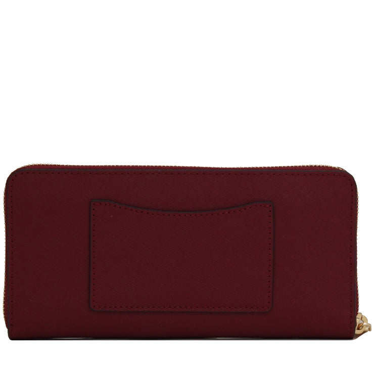 Michael Kors Jet Set Saffiano Leather Pocket Zip Around Continental Wallet- Mulberry