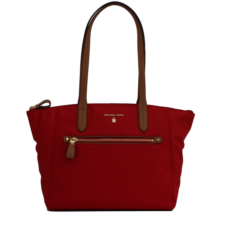 Michael Kors Kelsey Nylon Medium Top-Zip Tote Bag- Bright Red