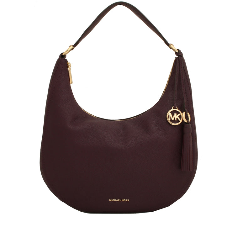 Michael Kors Lydia Leather Large Hobo Bag- Damson