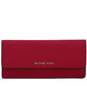 Michael Kors Jet Set Travel Slim Saffiano Leather Flat Wallet- Ultra Pink