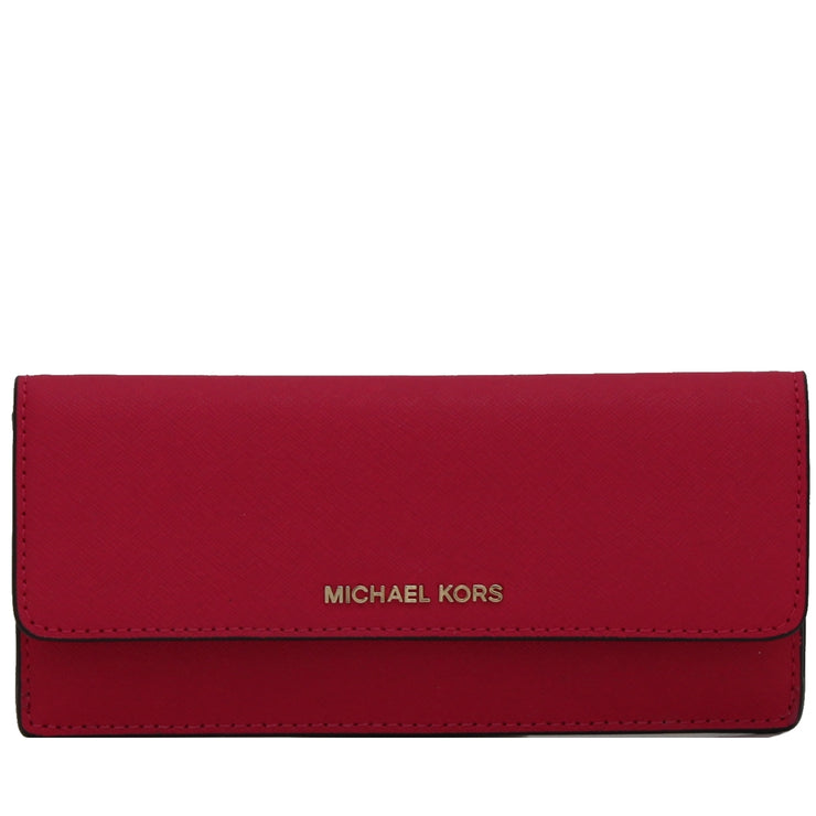 Michael Kors Jet Set Travel Slim Saffiano Leather Flat Wallet- Ultra Pink