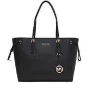 Michael Kors Voyager Medium Leather Multi-Function Top-Zip Tote Bag- Black