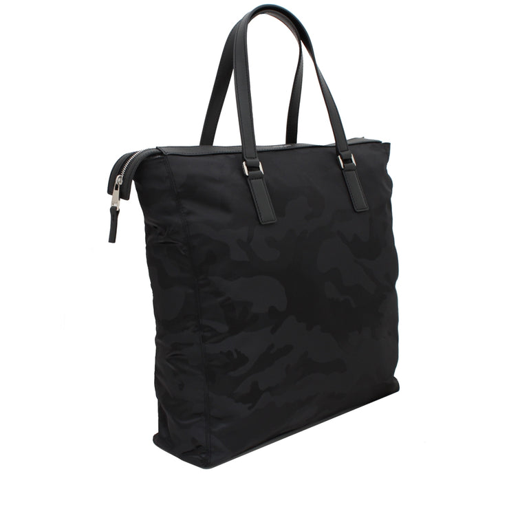 Michael Kors Kent Large Camouflage Nylon Tote Bag- Black