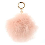 Michael Kors Large Round Feather Pom Pom Key Charm- Soft Pink