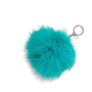 Michael Kors Large Round Feather Pom Pom Key Charm- Tile Blue