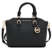Michael Kors Ciara Saffiano Leather Medium Messenger Satchel Bag- Black