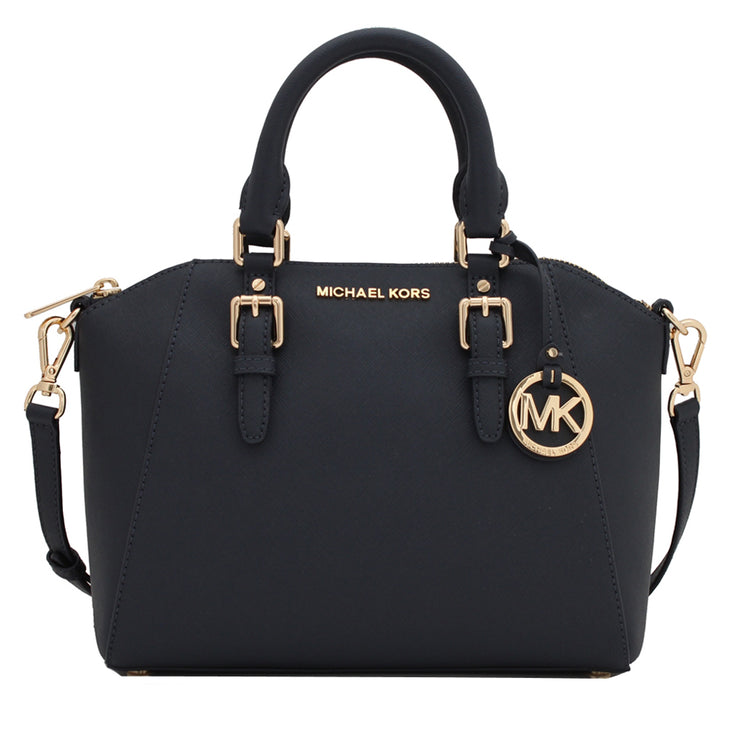 Michael Kors Ciara Saffiano Leather Medium Messenger Satchel Bag- Admiral